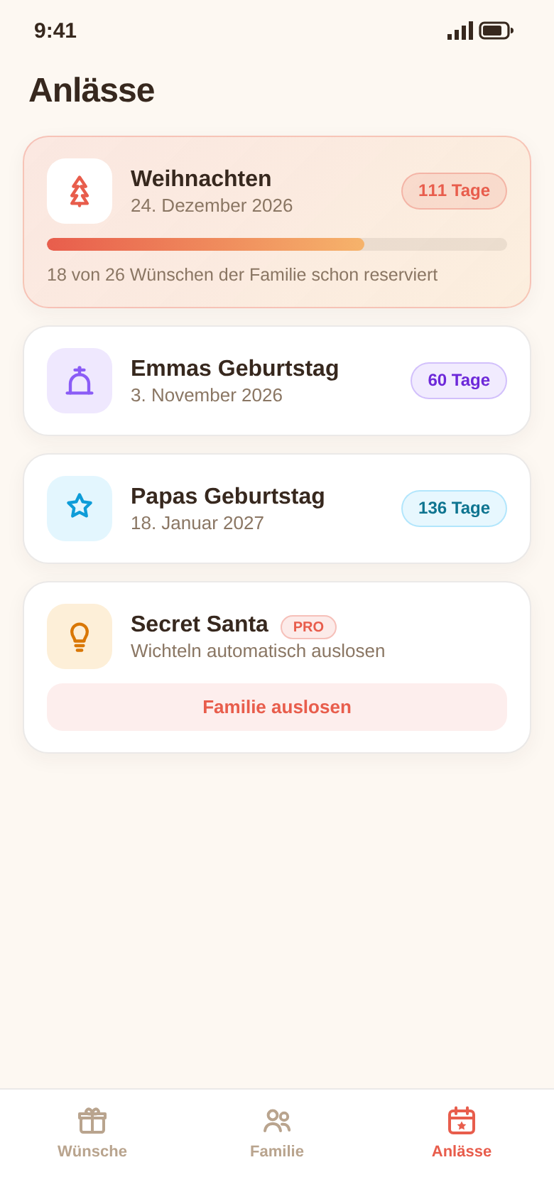 Wunschzettel: Anlässe und Countdowns